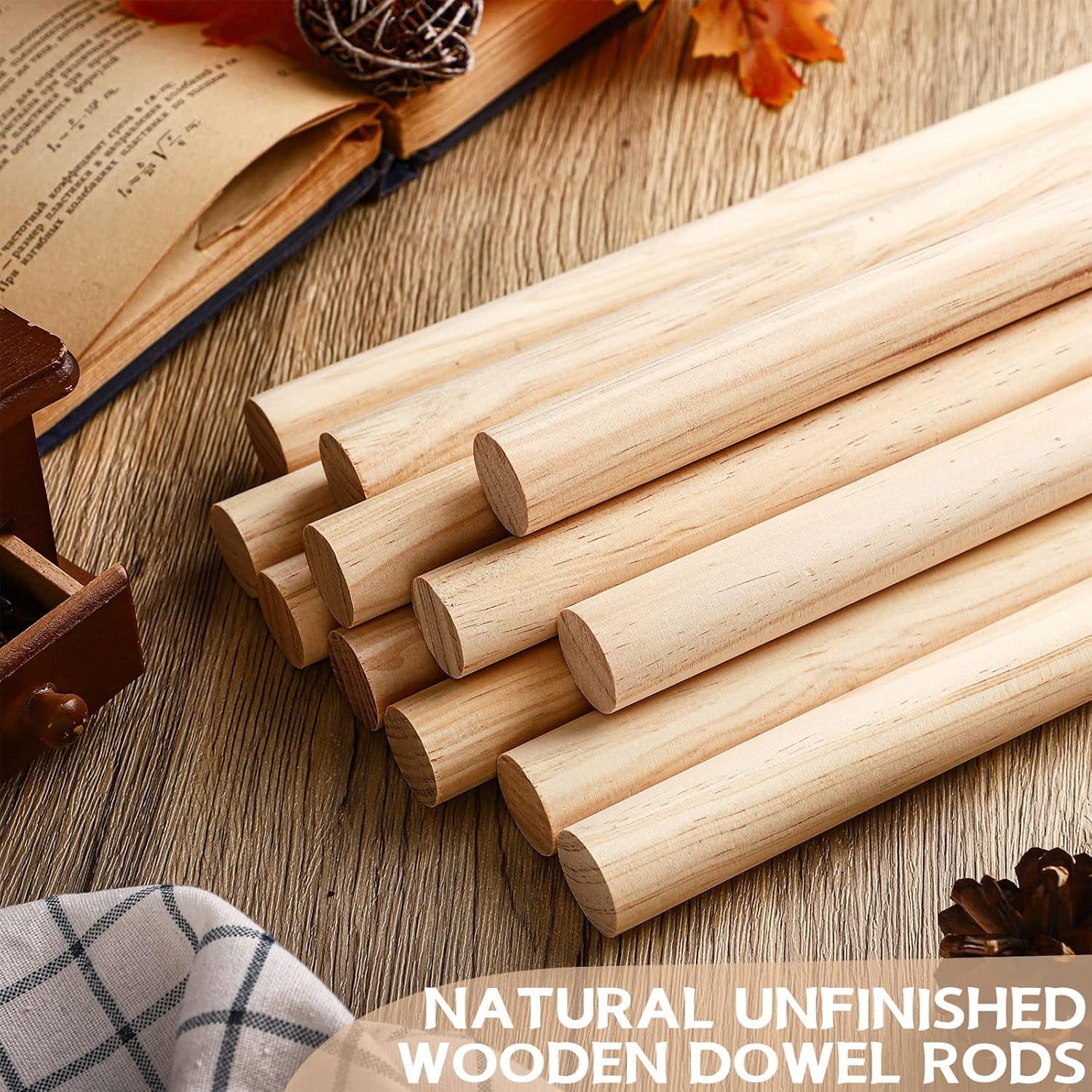 1 X 12 Inch Dowel Rods Wood Sticks Wooden Dowel Rods round Unfinished Hardwood Sticks Wooden Dowels for Crafts DIY(6 Pieces)