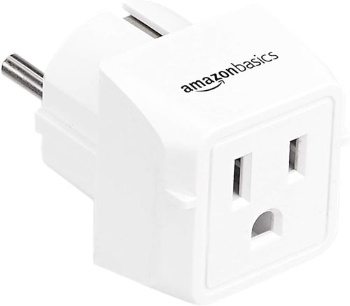 3-Pack Travel Plug Adapter Type E/F, US to Europe, Power Adapter for France, Germany, Greece, Hungary, Iceland, Netherlands, Norway, Poland, Portugal, Romania, Spain, White