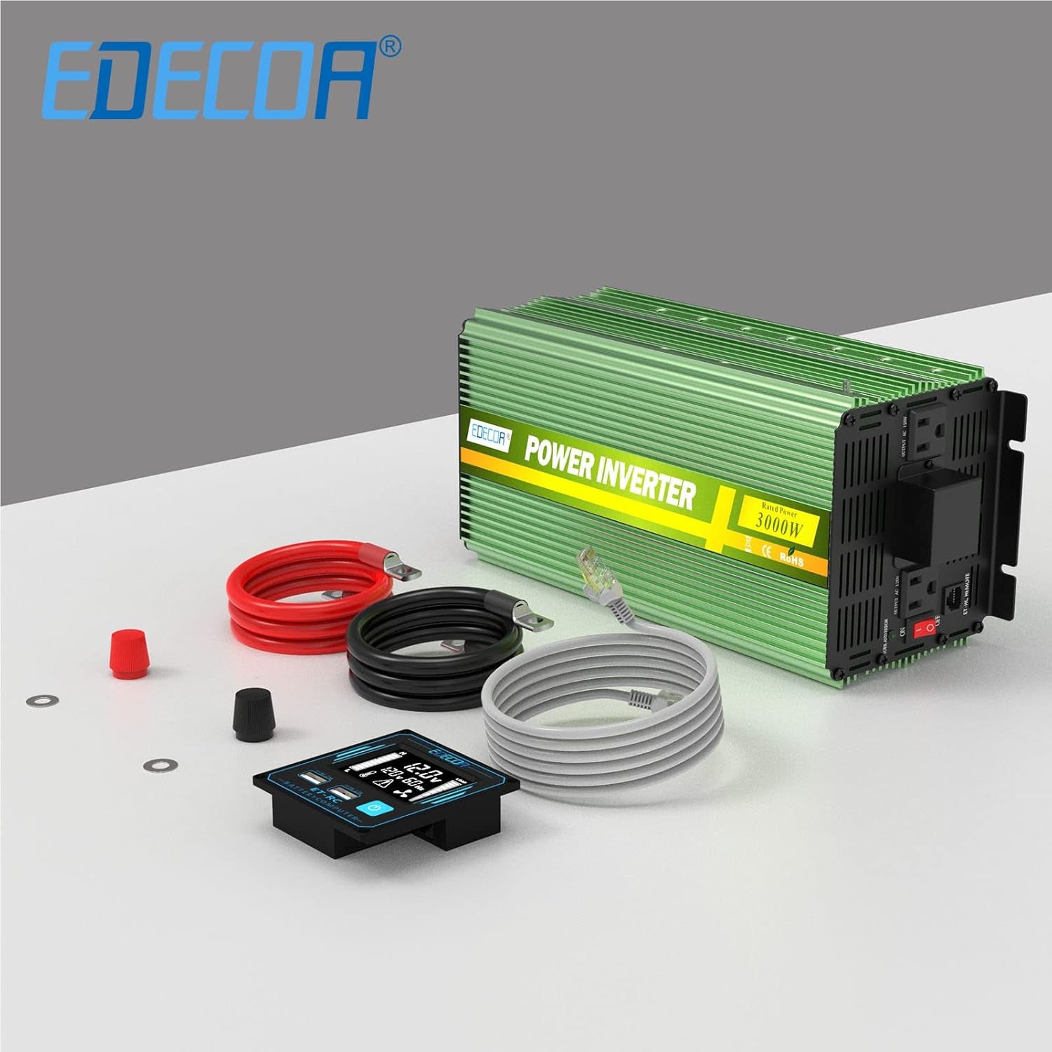 3000 Watt Power Inverter DC 12V to AC 110V 120V 3000W Converter for Car Truck RV with LCD and Dual USB Romte Controller (ETRC Remote)