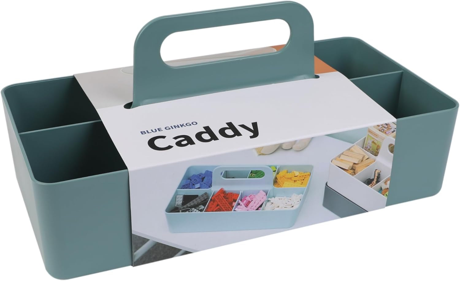 Stackable Organizer Caddy – Korean-Made Portable Tote for Bathroom, Office, Crafts, or School Supplies (Long Rectangle, Green)