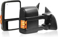Power Heated Tow Mirrors Compatible with 2008-2016 Ford F250 F350 F450 F550 Super Duty, Power Glass Manual Telescoping Folding Towing Mirrors with Amber Signal Light