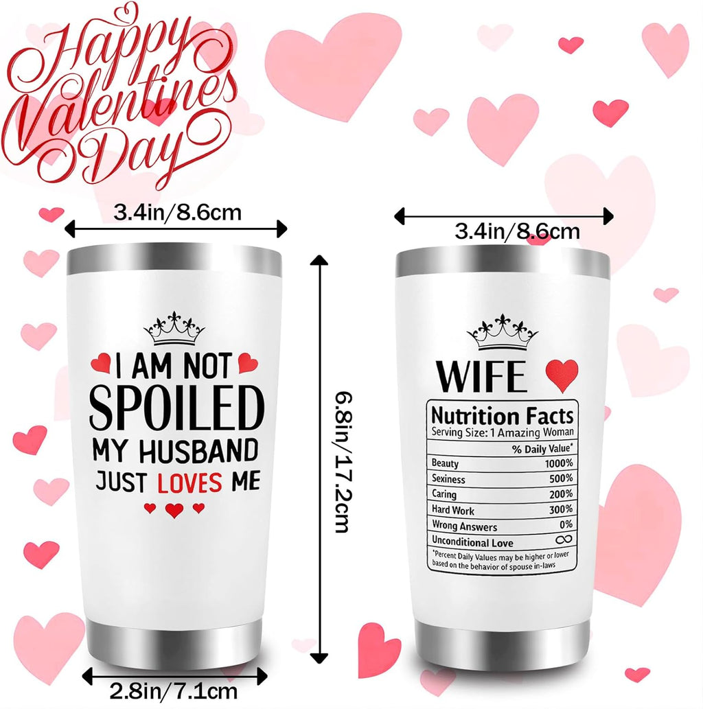 Valentines Day Gifts - Tumbler, Valentine, Christmas, Mothers Day, Birthday Anniversary Wedding Present for Her, Women, Best Wife Ever Gift - 20Oz Insulated Tumbler