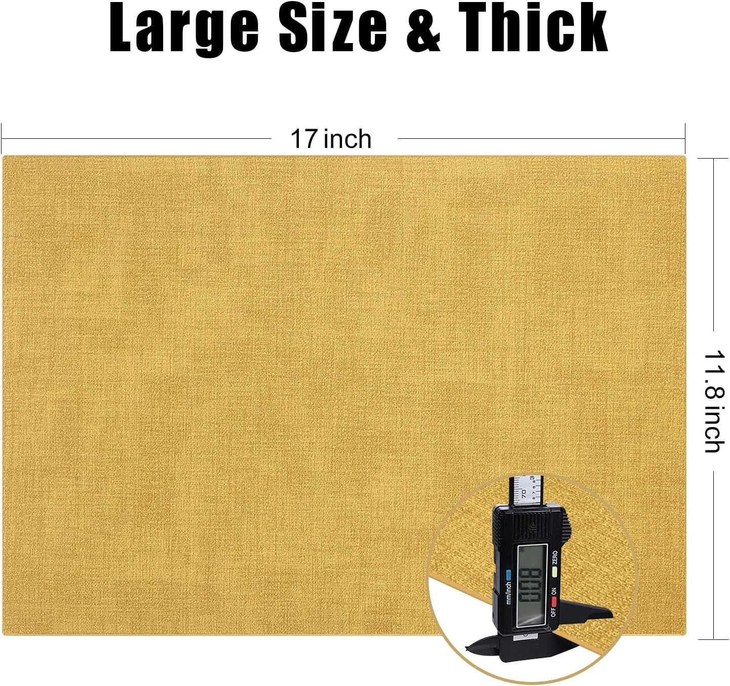 Faux Leather Heat Resistant Placemats for Dining Table Set of 4, Waterproof Wipeable Washable PU Table Mats, Easy to Clean Anti-Slip Place Mats, 11.8" X 17", Yellow