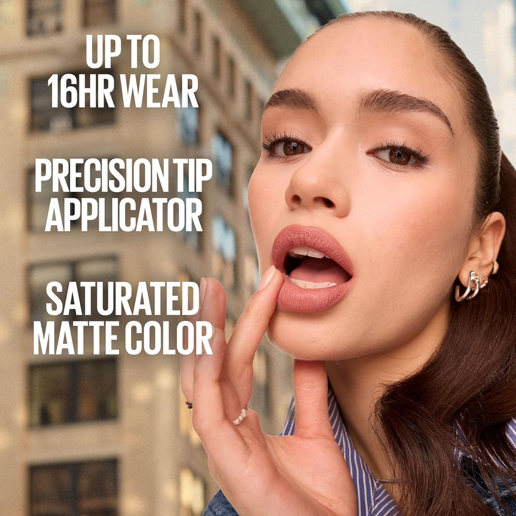 Maybelline Super Stay Matte Ink Liquid Lipstick Makeup, Long Lasting High Impact Color, up to 16H Wear, Exhilarator, Ruby Red, 1 Count, Packaging May Vary