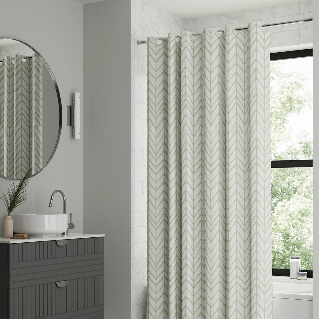 (2 Pack)  Willcrest Easy Hang Hookless Fabric Shower Curtain, 70" X 74", Sage Green