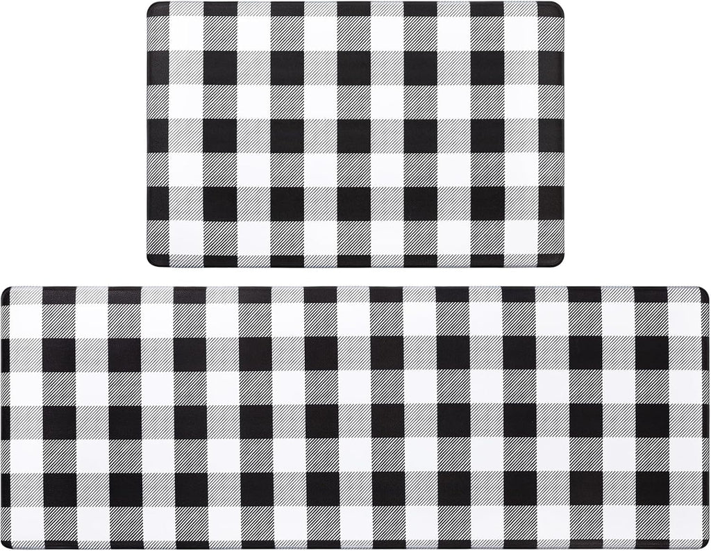 anti Fatigue Kitchen Mat Set of 2, Farmhouse Kitchen Rugs Non Skid Washable, Cushioned Kitchen Mats for Floor, Waterproof Memory Foam Kitchen Floor Mats, Standing Desk Mat Kitchen Runner Carpet