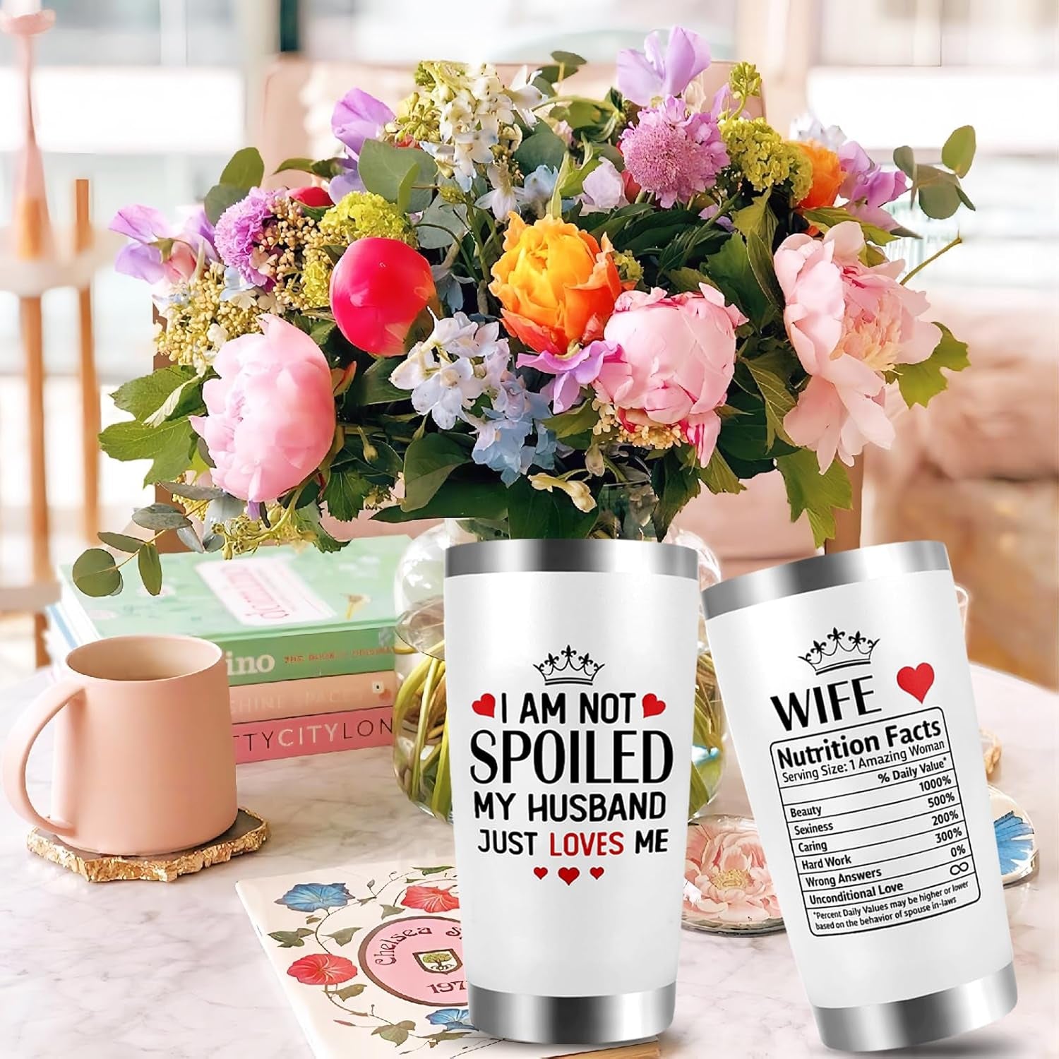 Valentines Day Gifts - Tumbler, Valentine, Christmas, Mothers Day, Birthday Anniversary Wedding Present for Her, Women, Best Wife Ever Gift - 20Oz Insulated Tumbler