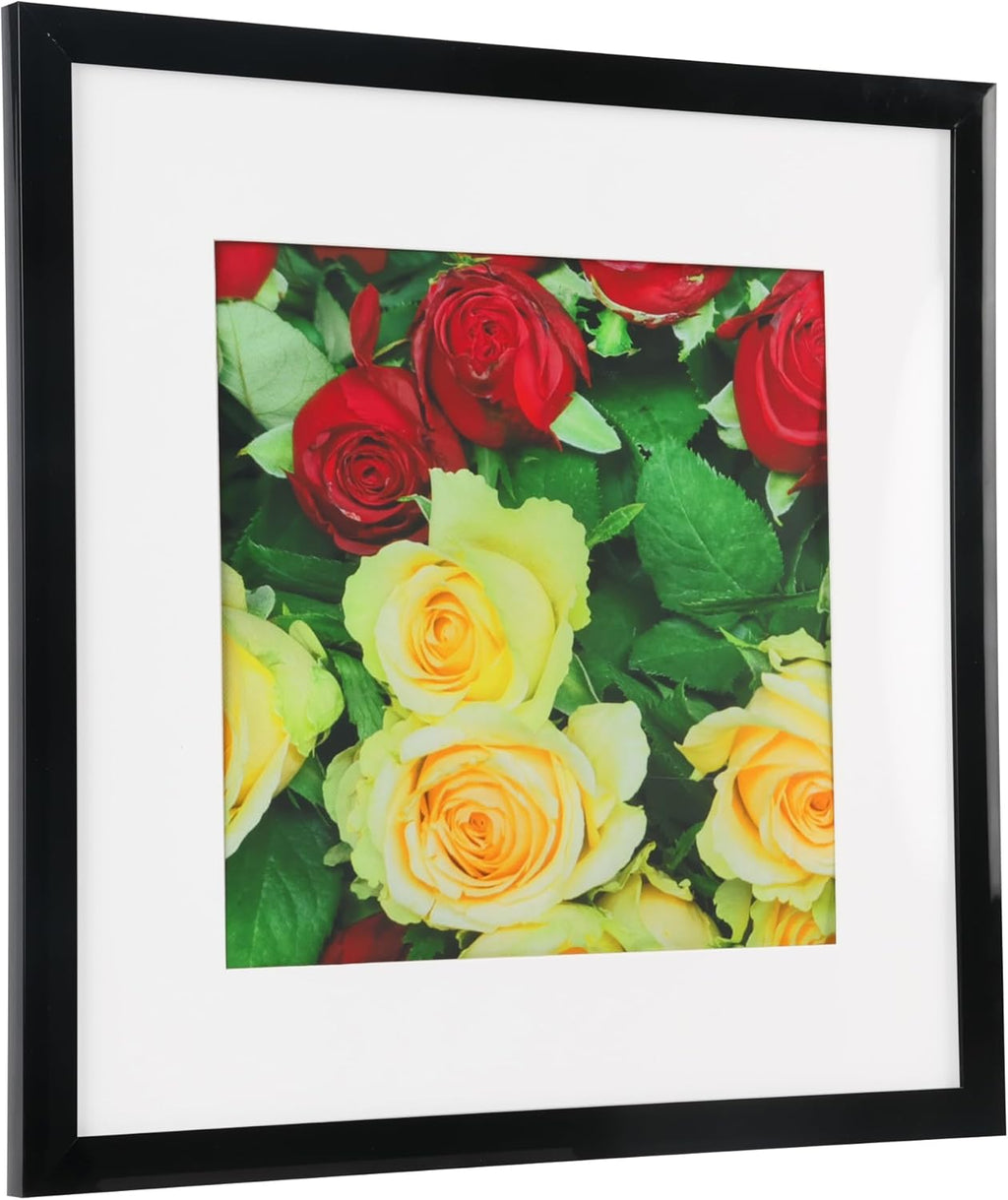 8X8 Picture Frame in Black, Display Pictures 4X4 or 8X8,Wall Certificate Poster Photo Frame, 1 Pack