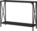 - Entryway Console Sofa Table with Shelf for Foyer, Living Room, Hallway, Pewter/Black