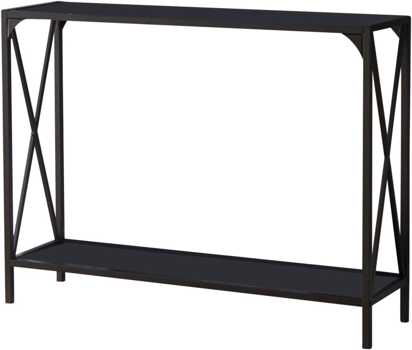 - Entryway Console Sofa Table with Shelf for Foyer, Living Room, Hallway, Pewter/Black