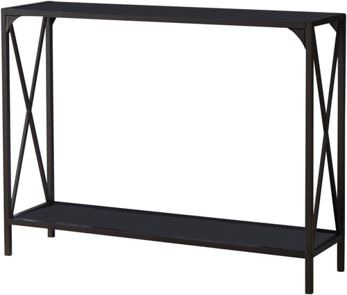 - Entryway Console Sofa Table with Shelf for Foyer, Living Room, Hallway, Pewter/Black