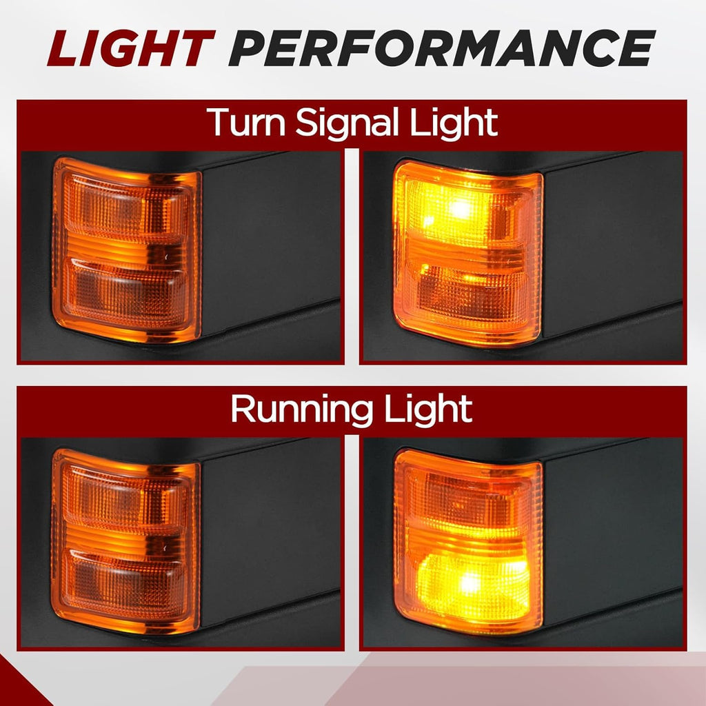 Power Heated Tow Mirrors Compatible with 2008-2016 Ford F250 F350 F450 F550 Super Duty, Power Glass Manual Telescoping Folding Towing Mirrors with Amber Signal Light