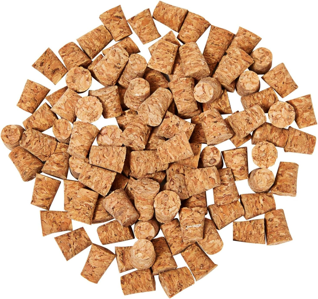 Tiny Cork Plugs & Mini Stoppers - 100-Pack, 0.4 X 0.3 X 0.5 In, Brown - Corks for Test Tubes & Mini Bottle Lids for DIY Crafts & Spice Shakers