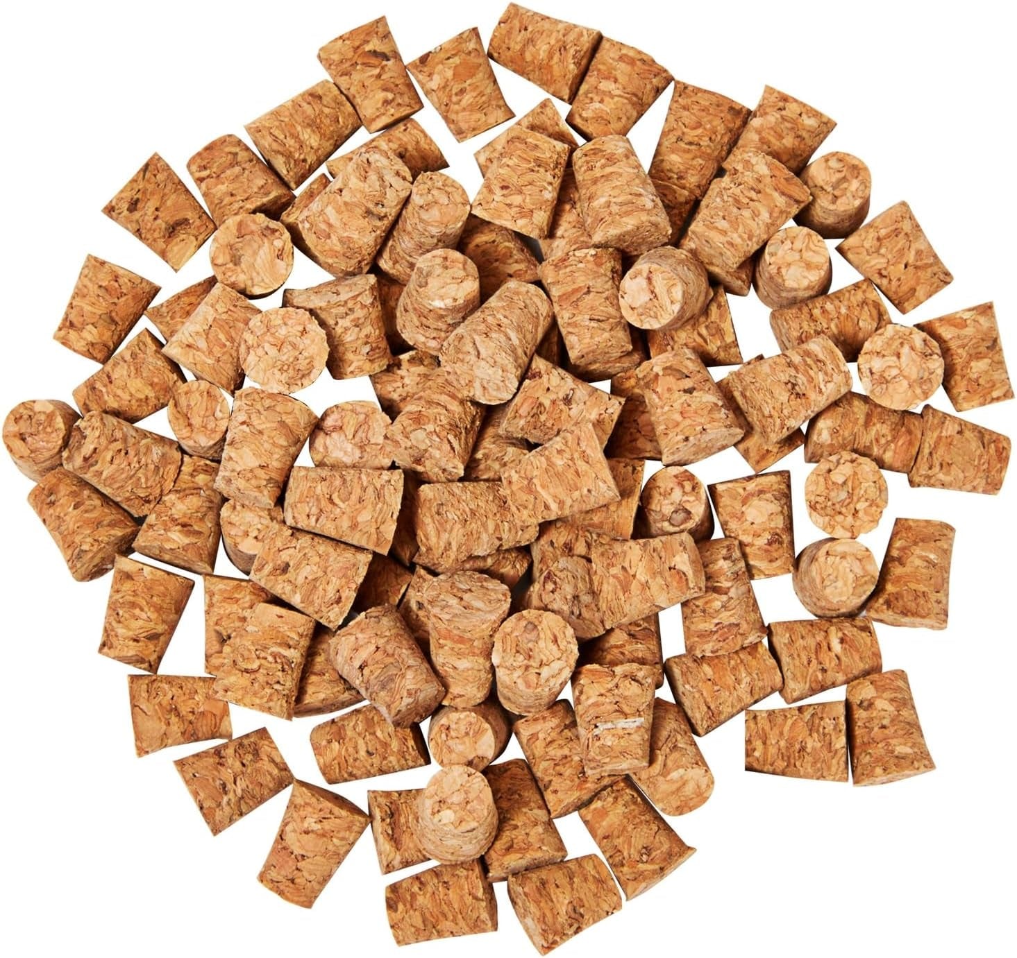 Tiny Cork Plugs & Mini Stoppers - 100-Pack, 0.4 X 0.3 X 0.5 In, Brown - Corks for Test Tubes & Mini Bottle Lids for DIY Crafts & Spice Shakers