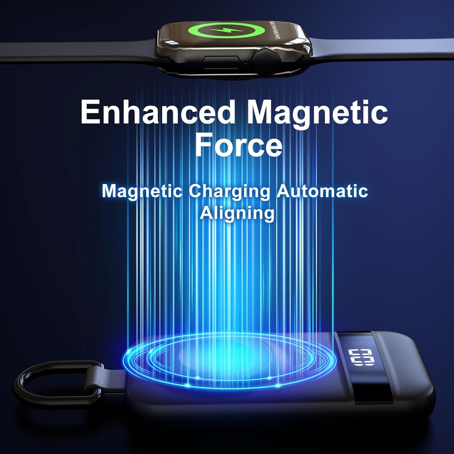 5W Fast Portable Charger for Apple Watch, 2500Mah & Digital Display – Magnetic Fast Charging Iwatch Charger for Travel – for Apple Watch Series (Grey)
