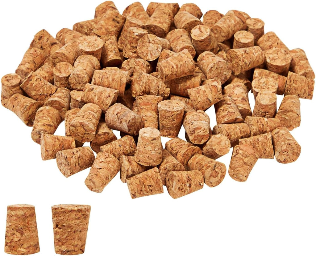 Tiny Cork Plugs & Mini Stoppers - 100-Pack, 0.4 X 0.3 X 0.5 In, Brown - Corks for Test Tubes & Mini Bottle Lids for DIY Crafts & Spice Shakers