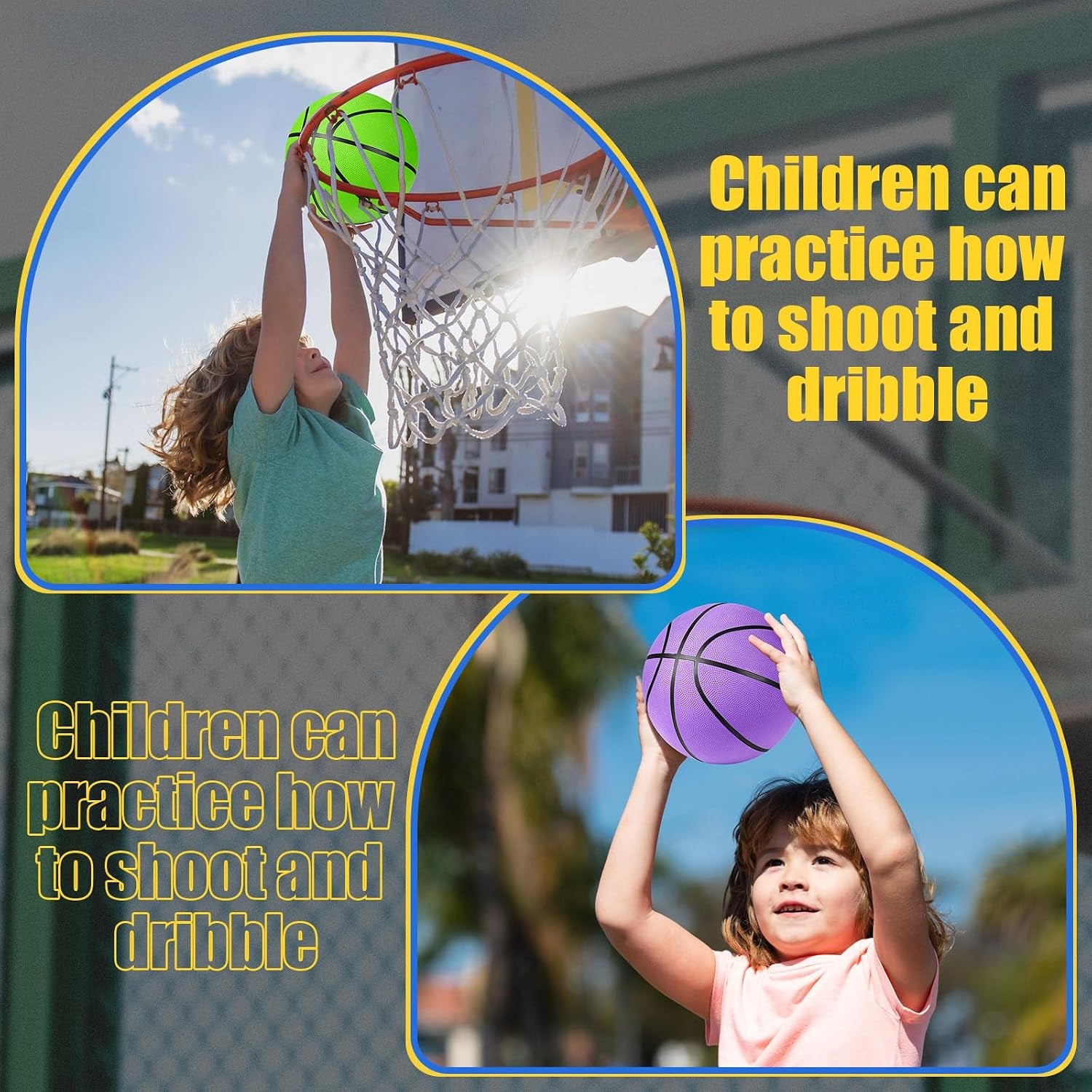 12 Pack Official Size Rubber Basketballs for Kids Child Junior Youth Indoor Outdoor Sports Basket Balls with Pump Back to School Student Gifts Operation Christmas Bulk Items