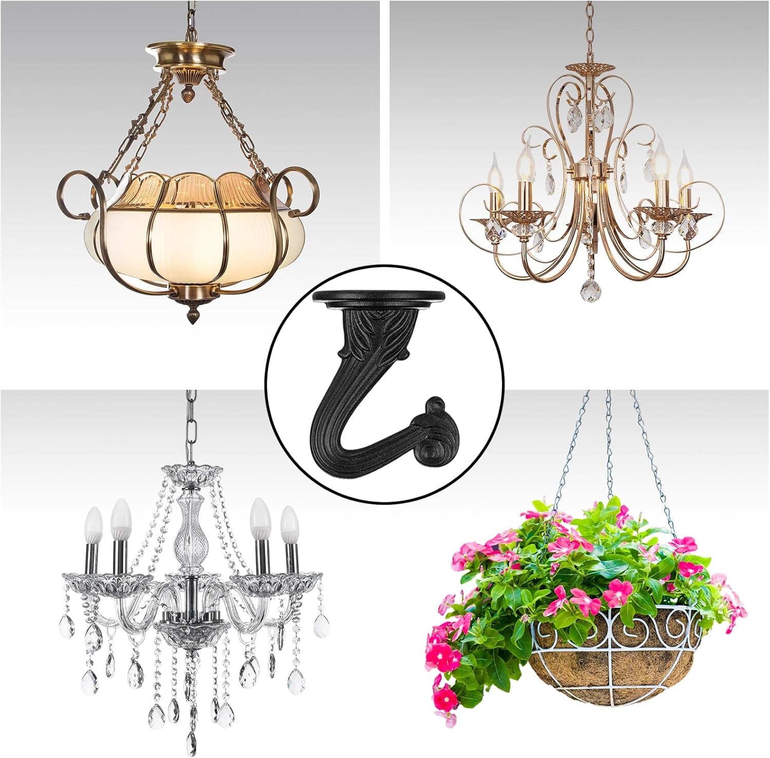 Swag Lighting Kit with 12 Feet Chain and 15 Feet Lighting Cord, Instructions Included for Chandelier and Ceiling Fan Light (Black)