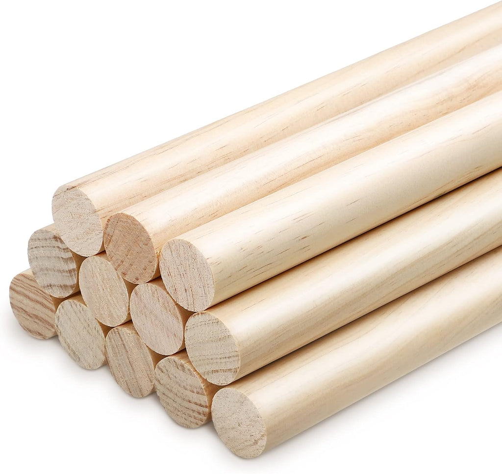1 X 12 Inch Dowel Rods Wood Sticks Wooden Dowel Rods round Unfinished Hardwood Sticks Wooden Dowels for Crafts DIY(6 Pieces)