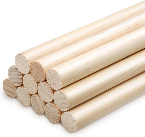 1 X 12 Inch Dowel Rods Wood Sticks Wooden Dowel Rods round Unfinished Hardwood Sticks Wooden Dowels for Crafts DIY(6 Pieces)