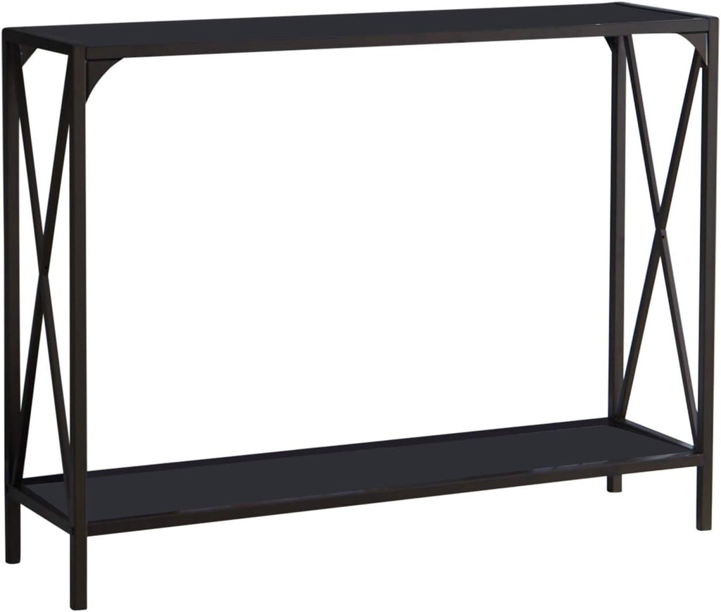 - Entryway Console Sofa Table with Shelf for Foyer, Living Room, Hallway, Pewter/Black