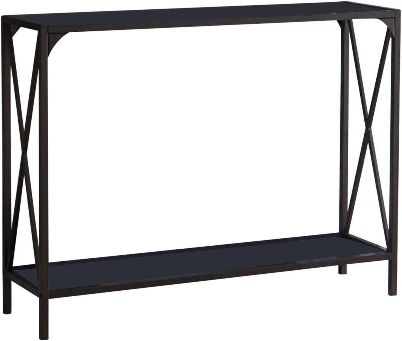 - Entryway Console Sofa Table with Shelf for Foyer, Living Room, Hallway, Pewter/Black