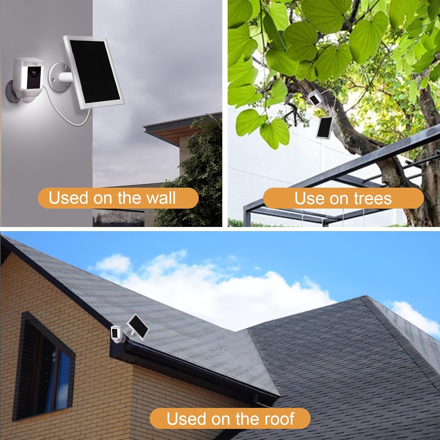 5W Solar Panel Compatible for Ring Camera Spotlight Cam Plus/Pro (Battery) Stick up Cam/Pro Spotlight Cam Battery, with 10Ft Cord IP65 Waterproof with Type-C to DC Adapter Cord-2Pack