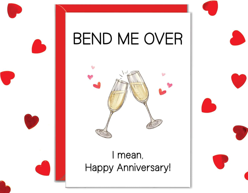 | Sexy Anniversary Cards for Men, Naughty Love Card for Boyfriend or Husband, Dirty Anniversary Day Card for Him, Adult Humor Funny Raunchy Card (Bend Me over Champagne)