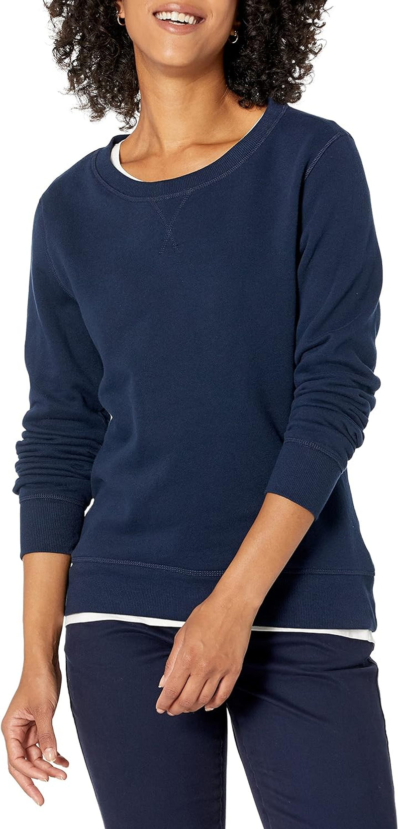 Women'S Fleece Crewneck Long Sleeve Pullover Sweatshirt (Available in plus Size)